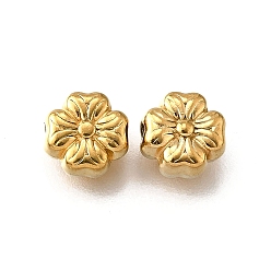 Настоящее золото 18K 304 из нержавеющей стали бусы, цветок, ионное покрытие (ip), реальный 18 k позолоченный, 6.5x6.5x3 мм, отверстие : 1.2 мм