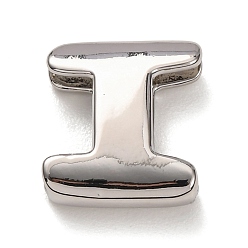 Letter I Латунные бусины, долговечный, стойки покрытие, без свинца и без кадмия, платина, Буква "i", 20.5x18x6.5 мм, отверстие : 18x4 мм