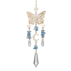 Aigue-marine Aigue-marine avec décorations de pendentifs en verre, de trouver des alliés, papillon, 255~257mm