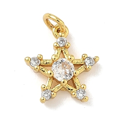 Золотой Латунные микро проложить кубического циркония подвески, звезды прелести, с целью перехода в кольце, золотые, 12x10x3.5 мм