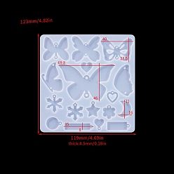 Бабочка Серьги подвески своими руками силиконовая форма, формы для литья смолы, для уф-смолы, изготовление изделий из эпоксидной смолы, белые, бабочка, 119x123x4.5 мм