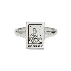 Русалка Кольца-печатки из сплава в стиле карты Таро для женщин, прямоугольные, русалка, размер США 7 1/4 (17.5 мм)