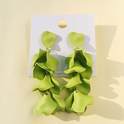 Светло-зеленый Серьги-гвоздики из сплава для женщин, цветок, золотые, светло-зеленый, 125x30 мм