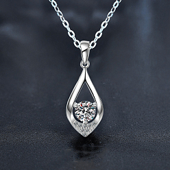 Платина Капля 925 стерлингового серебра хрустальные муассанитовые подвески ожерелья для женщин, платина, 15.75 дюйм (40 см)