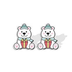 Бирюза Серьги-гвоздики в виде медведя из акрила для женщин, бирюзовые, 15 мм