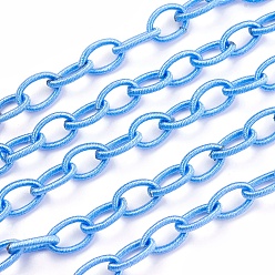 Cornflower Blue Handmade Nylon Cable Chains Loop, Oval, Cornflower Blue, 8~9x11~13x2mm, about 85cm/strand, 33.5 inch