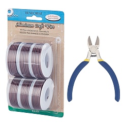 Кокосово-Коричневый Круглая алюминиевая проволока, кусачками, кокосового коричневый, 12 датчик, 2 мм, 5.8 м / рулон, 6 рулонов