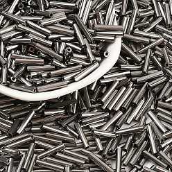 с Покрытием Серебра Стеклярус, со серебряным покрытием, 12x2~2.5 мм, отверстие : 0.5 мм, около 3500 шт / упаковка