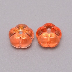 Orange Red Autumn Theme Transparent Glass Beads, Pumpkin, Orange Red, 10x10x7mm, Hole: 1.2mm