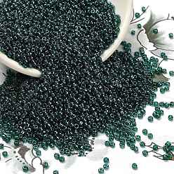 Темно-Зеленый 12/0 круглый стеклянный бисер класса А, прозрачные цвета lustered, темно-зеленый, 12/0, 2x1.5 мм, отверстие : 0.3 мм