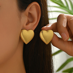 Сердце Серьги шпилька нержавеющая сталь, золотые, сердце, 25x26 мм