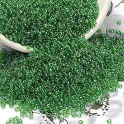 Зеленый лайм 12/0 круглый стеклянный бисер класса А, прозрачные цвета lustered, зеленый лайм, 12/0, 2x1.5 мм, отверстие : 0.3 мм