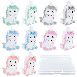 (52) Непрозрачная лаванда 10 шт 5 цвета силиконовые бусины, единорог, разноцветные, 32.5~33x23.5~24.5x9.5 мм, отверстие : 2 мм, 2 шт / цвет