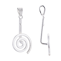 Серебро Латунные спираль пончик поручительств, donuthalter, подходит для изготовления ювелирных изделий с подвесками, серебряные, 43x18x9 мм, отверстие: 7 мм, внутренний размер (место для пончика): 20x5 мм