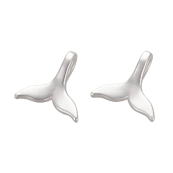Matte Silver Color 9Pcs Brass Charms, Long-Lasting Plated, Whale Tail Shape, Matte Silver Color, 9x9.3x3.3mm, Hole: 1.5x2.5mm
