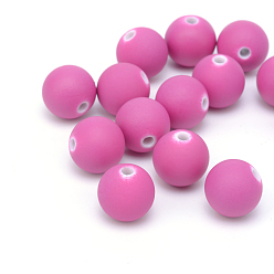 Camellia Spray Painted Acrylic Beads, Rubberized Style, Round, Camellia, 10x9.5mm, Hole: 2mm, about 950pcs/500g