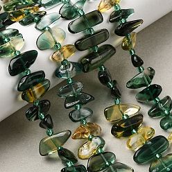 Другие Кварцы Нити синтетических зеленых и желтых кварцевых бусин, самородки, с бисером, 9~16x4~8x3~8 мм, отверстие : 0.9 мм, около 47~55 шт / нитка, 15.35~16.14'' (39~41 см)