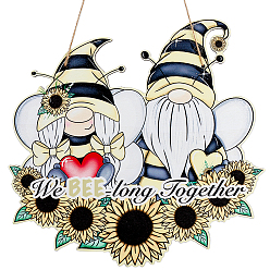 Gnome Деревянные подвесные настенные украшения, с джутовым шпагатом и пластиковым крючком, гном, 290x300x4.5 мм, отверстие : 4 мм