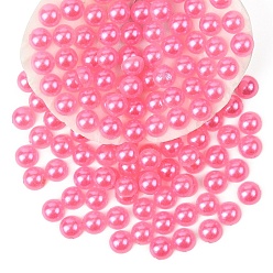 Ярко-Розовый 100 кабошоны из пластика имитация жемчуга шт, полукруглый, ярко-розовый, 4x2 мм