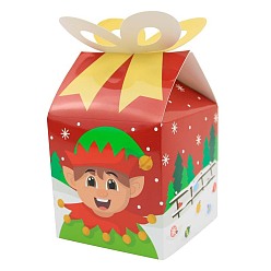 Gnome Рождественские подарочные коробки с бумажными конфетами и бантом, коробки для упаковки конфет с золотыми бирками, коробки шоколадные рождественские подарки для гостей, гном, 9x9x13 см