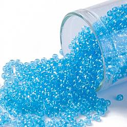 (104) Transparent Luster Aqua TOHO Round Seed Beads, Japanese Seed Beads, (104) Transparent Luster Aqua, 11/0, 2.2mm, Hole: 0.8mm, about 1110pcs/bottle, 10g/bottle