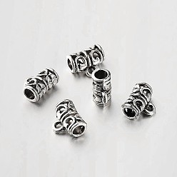 Античное Серебро Тибетский стиль сплава полые трубы под залог бусины трубы под залог, петля под залог, античное серебро, 9x11x6 мм, отверстие : 2 мм, внутренний диаметр: 4 мм