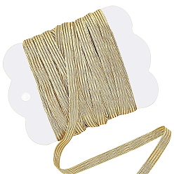 Gold 10 Yards Flat Elastic Cord/Band, with Rubber Inside, Webbing Garment Sewing Accessories, with 1Pc Display Card, Gold, 6mm