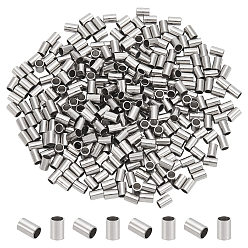 Stainless Steel Color 300Pcs 201 Stainless Steel Crimp Beads, Column, Stainless Steel Color, 3x2mm, Hole: 1.5mm