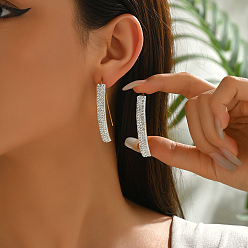 Золотой Серьги-палочки из нержавеющей стали, со стразами, золотые, 47x7 мм