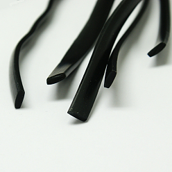 Black Synthetic Rubber Beading Cord, Flat, Solid, Black, 10x2mm, about 1.09 yards(1m)/strand