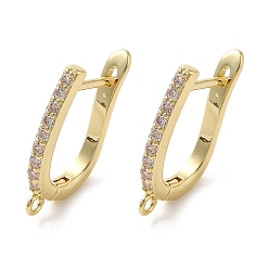 Золотой Покрытие стойки латунь микро-паве обруч с фианитами, защелкнуться назад с помощью петель, без кадмия, без никеля и без свинца, золотые, 18 датчик, 18x13x2.5 мм, отверстие : 1.2 мм, штифты : 1 мм