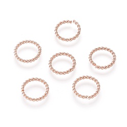 Розовое Золото 304 из нержавеющей стали открыты кольца прыжок, витых круглых, розовое золото , 12x1.5 мм, внутренний диаметр: 9 мм