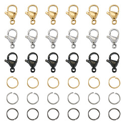 (52) Непрозрачная лаванда 60шт 304 застежки-карабины из нержавеющей стали, с 60 открытыми соединительными кольцами, разноцветные, 11.8~12.1x7x3.5 мм, отверстие : 1.6 мм