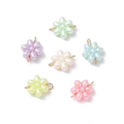 Золотой Подвески из акрилового соединителя, цветочные звенья с 304 двойными петлями из нержавеющей стали, разноцветные, золотые, 13.5x11.5x5.5 мм, отверстия : 2 mm и 1.6 мм