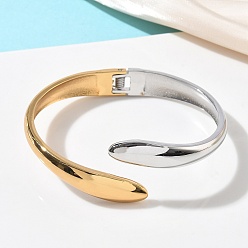 Позолоченный и Цвет Нержавейки Два тона 304 манжеты браслеты из нержавеющей стали, шарнирные браслеты для женщин, змея, ионное покрытие (ip), долговечный, настоящее золото и нержавеющая сталь, внутренний диаметр: 1.73x2.32 дюйм (4.4x5.9 см)