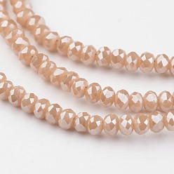 Белый Навахо Стеклянные бусины с гальваническим покрытием , имитация нефрита, с полным покрытием цвета радуги, граненые, шайба, навахо белый, 3x2 мм, отверстие : 1 мм, около 170 шт / нитка, 15 дюйм