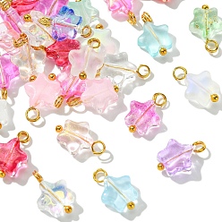 (52) Непрозрачная лаванда Стекло подвеска, с латунной фурнитурой , звезда, золотые, разноцветные, 13 мм, отверстие : 2 мм