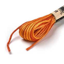 Dark Orange 10 Skeins 6-Ply Polyester Embroidery Floss, Cross Stitch Threads, Segment Dyed, Dark Orange, 0.5mm, about 8.75 Yards(8m)/skein