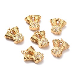 Real 18K Gold Plated Brass Micro Pave Cubic Zirconia Pendants, Long-Lasting Plated, Real 18K Gold Plated, 20x17x7mm, Hole: 3.8mm