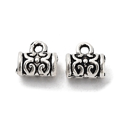 Antique Silver Tibetan Style Alloy Tube Bails, Loop Bails, Cadmium Free & Lead Free, Antique Silver, 7x7.5x4.5mm, Hole: 1.2mm, Inner Diameter: 1.8mm, about 1667pcs/1000g