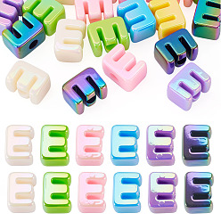 Letter E 20 Stück UV-beschichtete, opake europäische Acrylperlen, große, irisierende Perlen, Gemischte Farbe, Buchstabe e, 20.5x15.5x13.5 mm, Bohrung: 6 mm