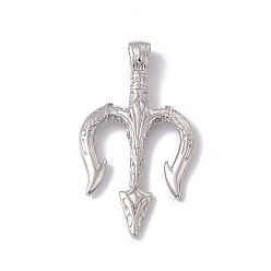 Stainless Steel Color Non-Tarnish 304 Stainless Steel Big Pendants, Fork, Stainless Steel Color, 60x33x7.5mm, Hole: 4x7mm