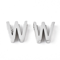Letter W Anlaufgeschützt 201 Charms aus Edelstahl, Edelstahl Farbe, letter.w, 8x8x3 mm, Bohrung: 1.6 mm