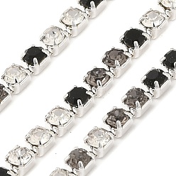 Серо-коричневый Цепочка из стразов и железа, с катушкой, суровая, 2x2x2 мм, Около 10 ярдов / рулон