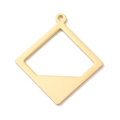 Настоящее золото 18K Латунные подвески, без никеля , ромб, реальный 18 k позолоченный, 27x24.5x1 мм, отверстие : 1.2 мм