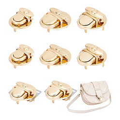 Light Gold 8шт 4 стили железный замок-застежка, замок для большого пальца кошелька, для аксессуаров для замены сумок, золотой свет, 3.35~4.7x3.05~4.7x1.4~2.6 см, 2 шт / стиль