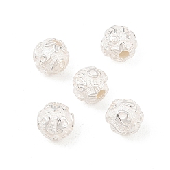 Серебро 925 бусины из стерлингового серебра, круглые с Ом Мани Падме Хум, серебряные, 8 мм, отверстие : 2 мм