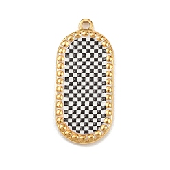 Черный Печатные 304 подвески из нержавеющей стали, овальные амулеты, вакуумное покрытие pvd, реальный 18 k позолоченный, чёрные, 30.5x14x2.5 мм, отверстие : 1.8 мм
