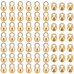 Настоящее золото 18K 80шт. латунные наконечники бусин, Калотте заканчивается, крышка узла, реальный 18 k позолоченный, 5.5x4x3.5 мм, отверстие : 1.5 мм