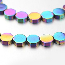 (966) Внутренний цвет Кристалл / Лиловато-лиловый на подкладке Гальванизировать немагнитных синтетический гематит нитей бисера, восьмиугольник, с покрытием разноцветным, 6x6x2 мм, отверстие : 1 мм, около 67 шт / нитка, 15.7 дюйм